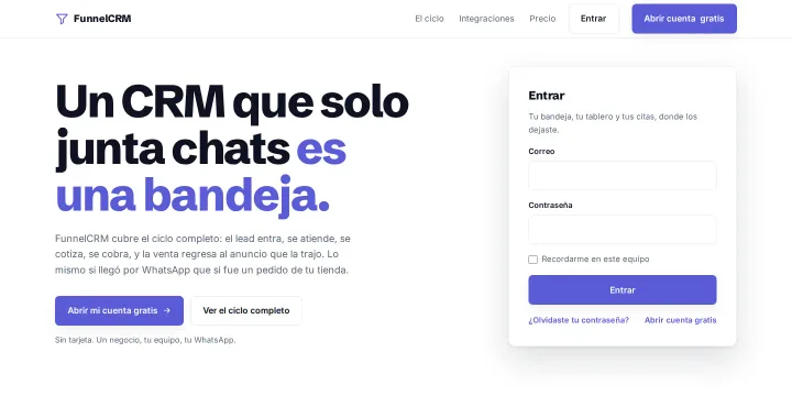 Proyecto: Sitio web para un software de CRM de ventas (Página de producto · FunnelCRM)