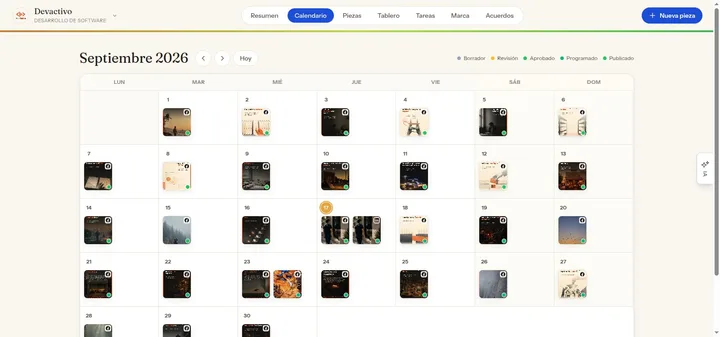 Proyecto: Manejo de redes sociales con IA: un mes de contenido producido y programado (Redes Sociales · devactivo)