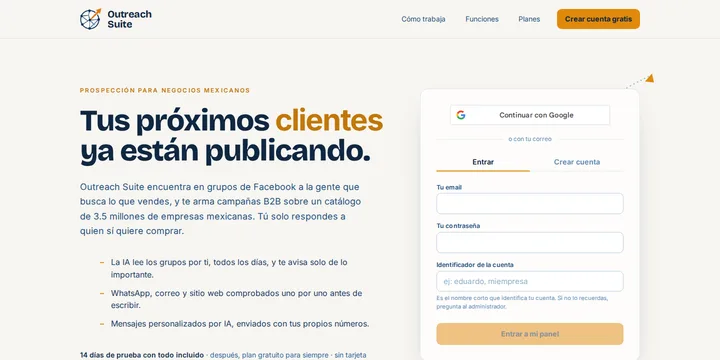 Proyecto: Generación de leads B2B con IA: el sistema que se volvió Outreach Suite (Automatización con IA · Outreach Suite)