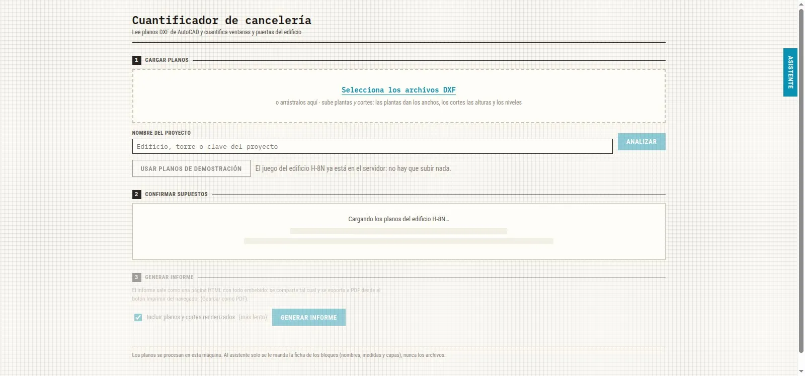 Pantalla 2 de Cotizador en línea de cancelería de aluminio a partir de planos de AutoCAD