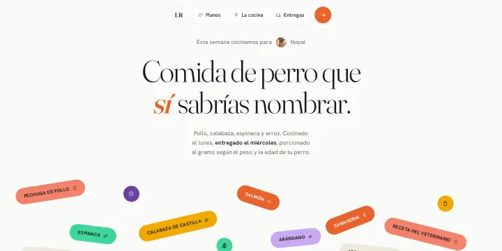 Proyecto: Comida fresca para perro, por suscripción (Sitio web con pedidos · La Ración)