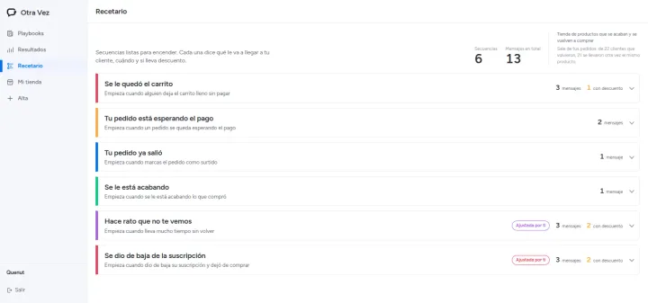 Proyecto: Secuencias de WhatsApp para recuperar carritos y recompras en Shopify (Automatización dentro de Otra Vez · Otra Vez)