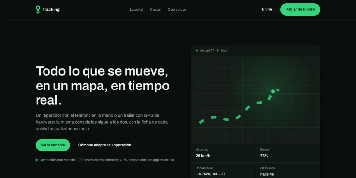 Proyecto: Página web para un producto de rastreo GPS (Página de producto · Tracking)
